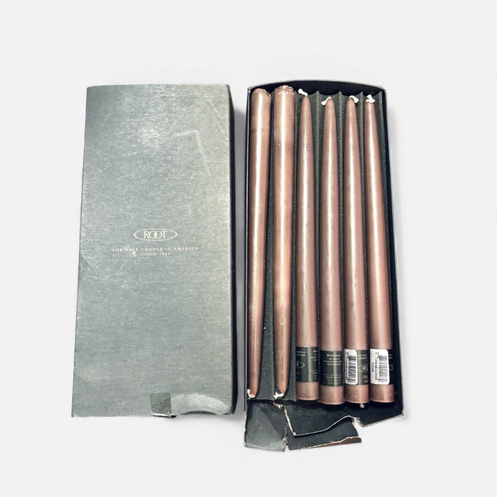 Root Brown Dipped Taper Candlesticks 12 in One Dozen Premium Dinner Candles